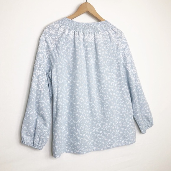 Joie powder, blue embroidered peasant, tunic blouse - Picture 10 of 11